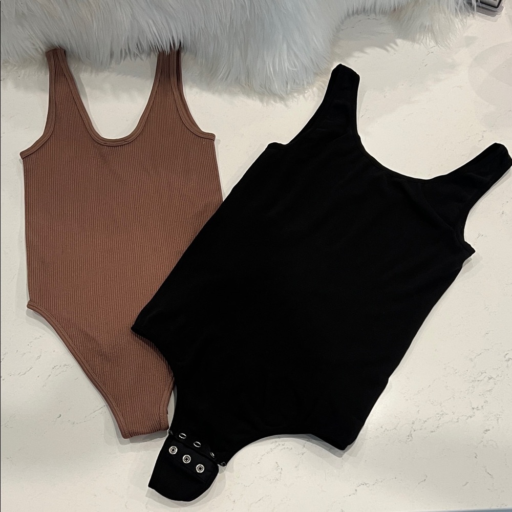 Bodysuit Set - Zara & Yummie by Heather (Shapewear) Bodysuits - Black and Brown
